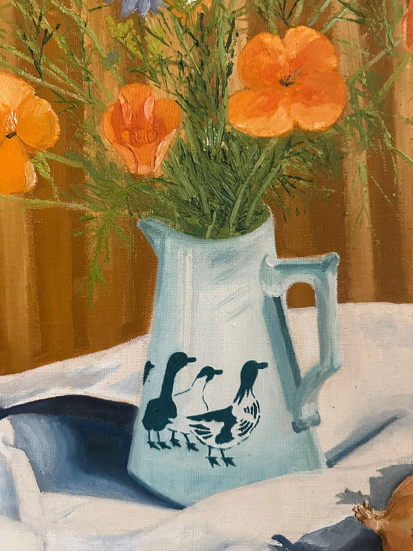 Nature morte aux fleurs et oignons